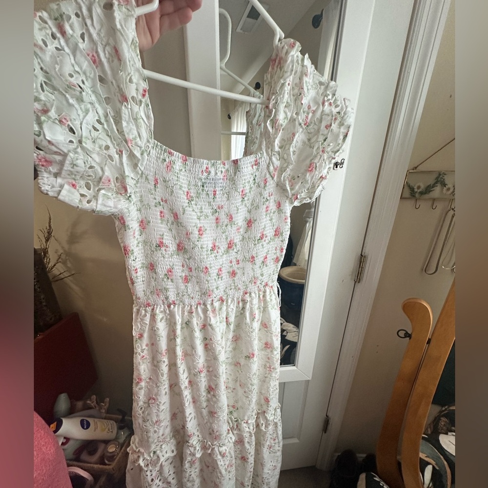 LoveShackFancy White and Pink Floral Dress